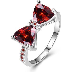 S925 Sterling Silver Plated Rainbow Topaz Bow Ring – Multiple Colors & Finishes